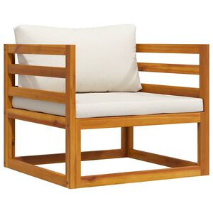 vidaXL Silla de jard&iacute;n y cojines color crema madera maciza de acacia