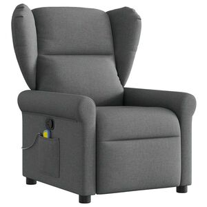 vidaXL Sill&oacute;n reclinable de masaje de tela gris oscuro