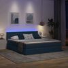 vidaXL Cama con tira de luces LED con cabecera Azul 180 x 200 cm tela