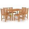 vidaXL Conjunto de comedor de jard&iacute;n de 7 piezas, 140 x 80 cm, madera maciza de teca