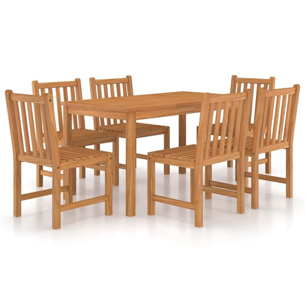 vidaXL Conjunto de comedor de jard&iacute;n de 7 piezas, 140 x 80 cm, madera maciza de teca