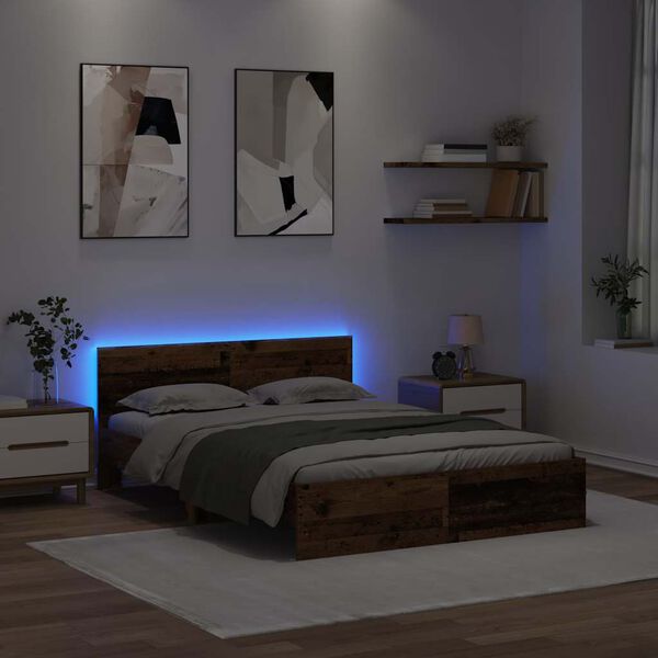 vidaXL Estructura de cama con cabecera Madera Vieja 140 x 200 cm