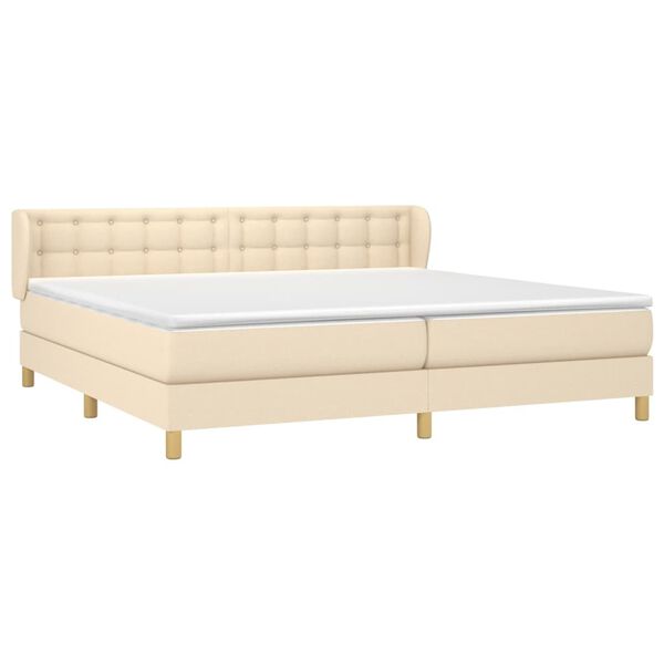vidaXL Cama box spring con colch&oacute;n tela color crema 200x200 cm