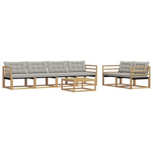 vidaXL Conjunto de sof&aacute;s de exterior 7 uds. Blanco y Gris Claro