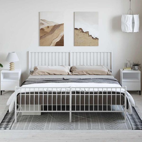 vidaXL Estructura cama sin colch&oacute;n con estribo metal blanco 183x213 cm