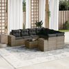vidaXL Set de muebles de jard&iacute;n 9 pzas y cojines rat&aacute;n sint&eacute;tico gris