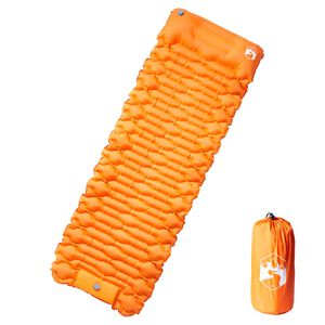 vidaXL Colch&oacute;n de camping autoinflable con almohada 1 persona naranja