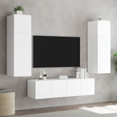 vidaXL Muebles de TV de pared con luces LED 2 uds blanco 60x35x41 cm