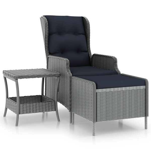 vidaXL Set muebles jard&iacute;n 2 pzas rat&aacute;n sint&eacute;tico gris claro y cojines