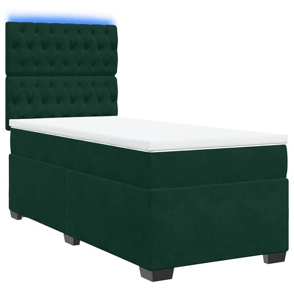 vidaXL Cama box spring con colch&oacute;n terciopelo verde oscuro 90x190 cm