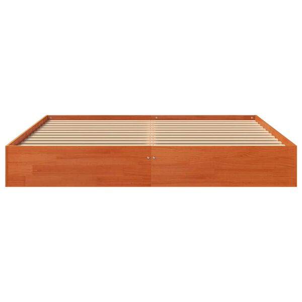 vidaXL Cama sin colchón madera maciza de pino marrón cera 160x200 cm