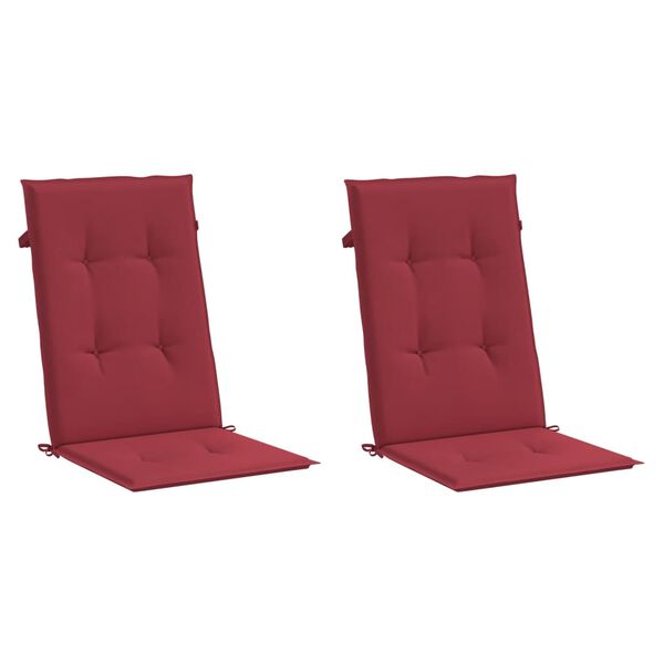 vidaXL Cojín silla de jardín respaldo alto 2 uds tela rojo 120x50x3 cm