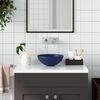 vidaXL Lavabo de cuarto de ba&ntilde;o redondo de cer&aacute;mica azul oscuro