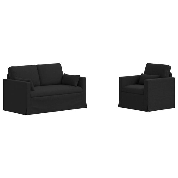 vidaXL Juego de Sof&aacute; 2 pcs Negro 139 x 78 x 80 cm tela