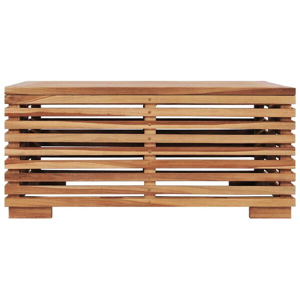 vidaXL Set de mesa y reposapiés de jardín y cojín crema madera de teca