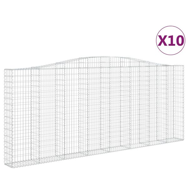vidaXL Cestas de gaviones 10 uds forma de arco hierro 400x30x160/180cm