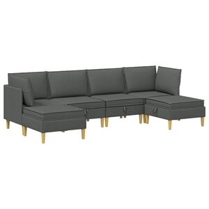 vidaXL Juego de sof&aacute; modular con almacenamiento 6 pcs Gris oscuro Tela