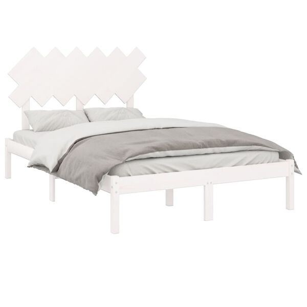 vidaXL Estructura de cama de madera maciza blanco 120x200 cm
