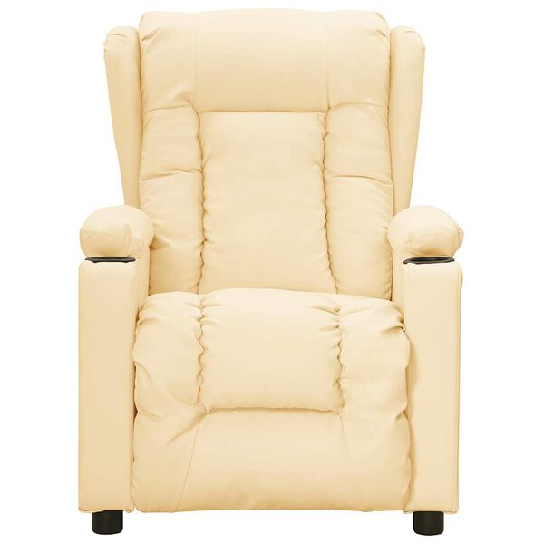 vidaXL Sillón de masaje eléctrico cuero sintético crema
