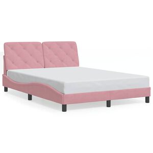 vidaXL Estructura de cama sin colch&oacute;n terciopelo rosa 140x190 cm