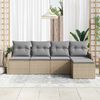 vidaXL Conjunto de sof&aacute; de jard&iacute;n 5 pcs Beige rat&aacute;n sint&eacute;tico