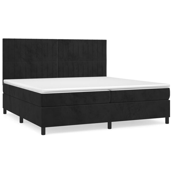 vidaXL Cama box spring con colch&oacute;n terciopelo negro 200x200 cm