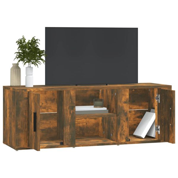 vidaXL Mueble de TV madera contrachapada roble ahumado 100x31,5x35 cm