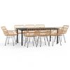 vidaXL Juego de comedor de jard&iacute;n 9 piezas rat&aacute;n sint&eacute;tico