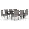 vidaXL Juego de comedor para jard&iacute;n 9 piezas rat&aacute;n sint&eacute;tico gris