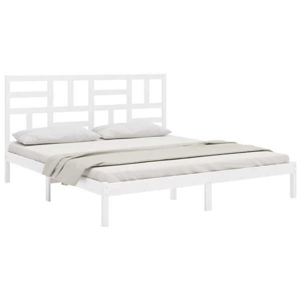 vidaXL Estructura de cama sin colch&oacute;n madera maciza blanco 200x200 cm