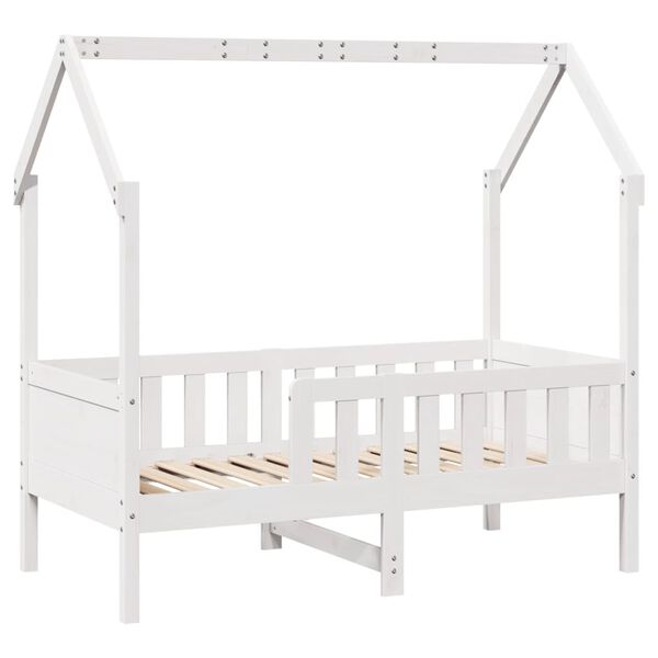vidaXL Cama con forma de casa para niños madera maciza blanco 80x160cm