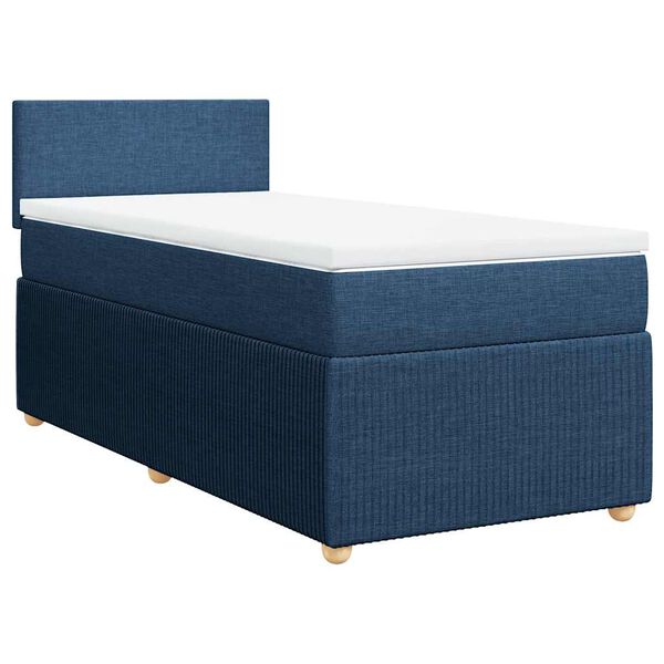 vidaXL Cama box spring con colch&oacute;n tela azul 90x190 cm