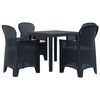 vidaXL Comedor de jard&iacute;n 5 pzas pl&aacute;stico gris antracita aspecto rat&aacute;n