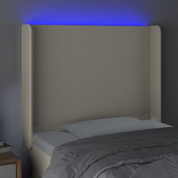 vidaXL Cabecero con LED cuero sint&eacute;tico color crema 103x16x118/128 cm