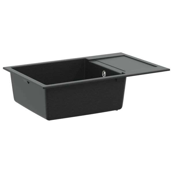 vidaXL Lavabo Negro 780 x 500 mm 80% Cuarzo y 20% Resina