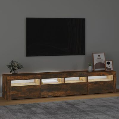 vidaXL Mueble de TV con luces LED color roble ahumado 210x35x40 cm