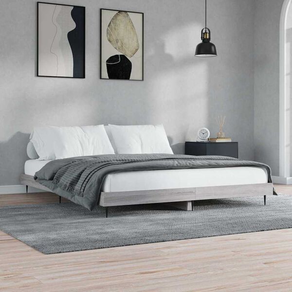 vidaXL Estructura de cama madera de ingenier&iacute;a gris Sonoma 200x200 cm