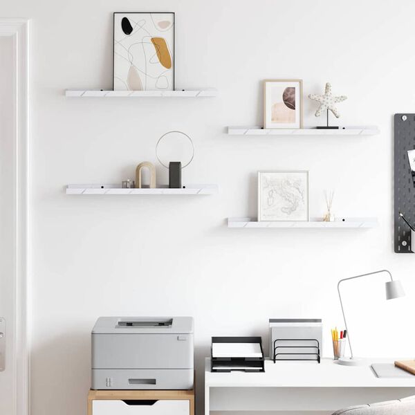 vidaXL Estante de pared con estante 4 pcs M&aacute;rmol 60 x 9 x 3 cm