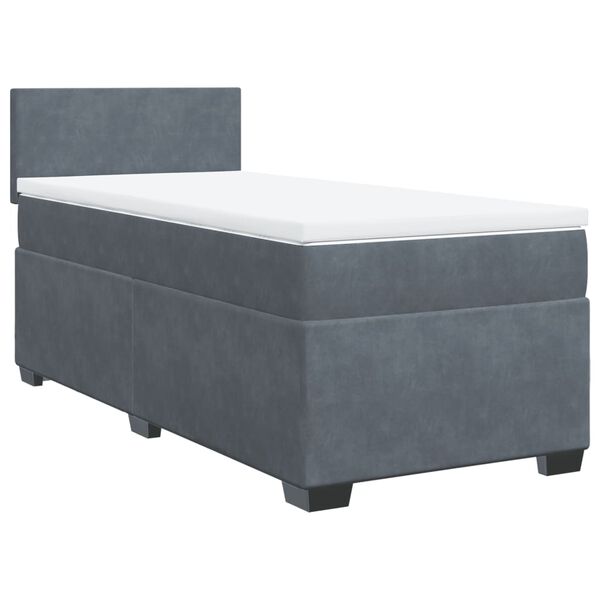 vidaXL Cama box spring con colch&oacute;n terciopelo gris oscuro 90x200 cm
