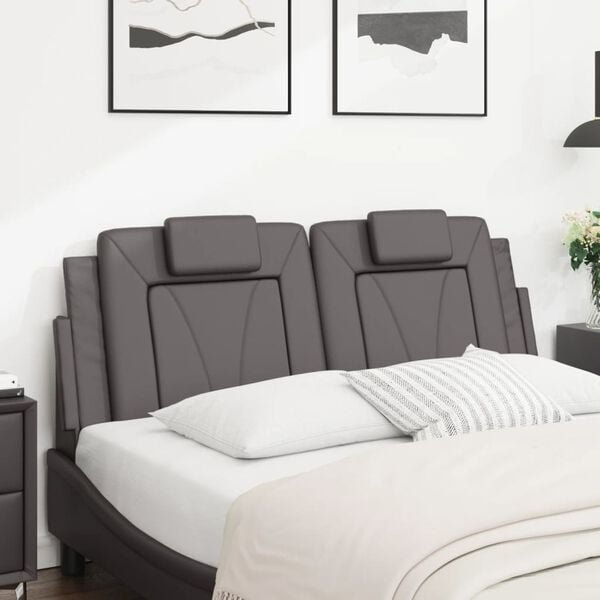 vidaXL Cabecero de cama acolchado Viana cuero sint&eacute;tico gris 140 cm
