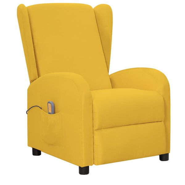 vidaXL Sillón de masaje elevable de tela amarillo