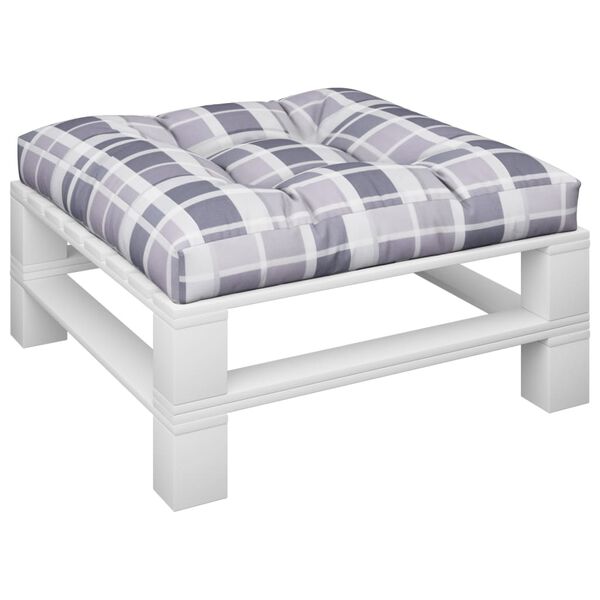 vidaXL Coj&iacute;n para sof&aacute; de palets de tela a cuadros gris 80x80x12 cm