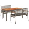 vidaXL Set comedor de jard&iacute;n 3 piezas con cojines rat&aacute;n sint&eacute;tico gris