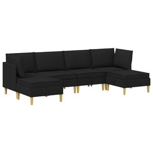 vidaXL Juego de sof&aacute; modular con almacenamiento 6 pcs Negro Tela