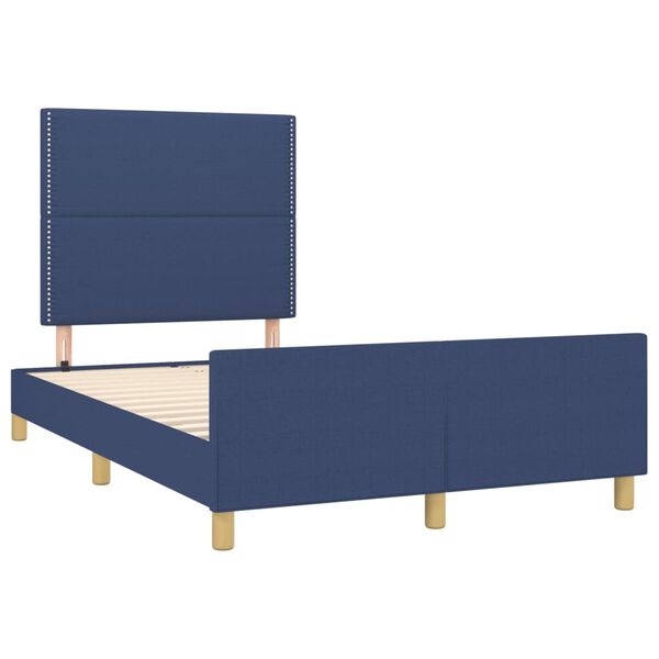 vidaXL Estructura de cama sin colch&oacute;n tela azul 120x190 cm