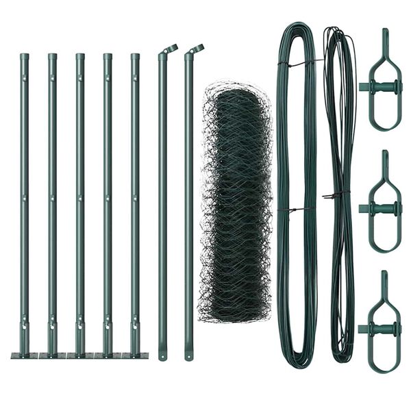 vidaXL Poste de Valla Verde 10 x 0,5 m (malla de 36 mm) Acero y PVC