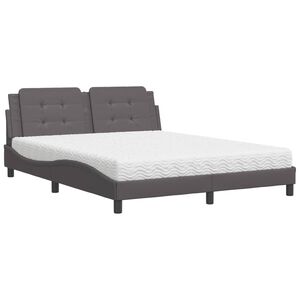 vidaXL Cama con colch&oacute;n Zadar cuero sint&eacute;tico gris 160x200 cm