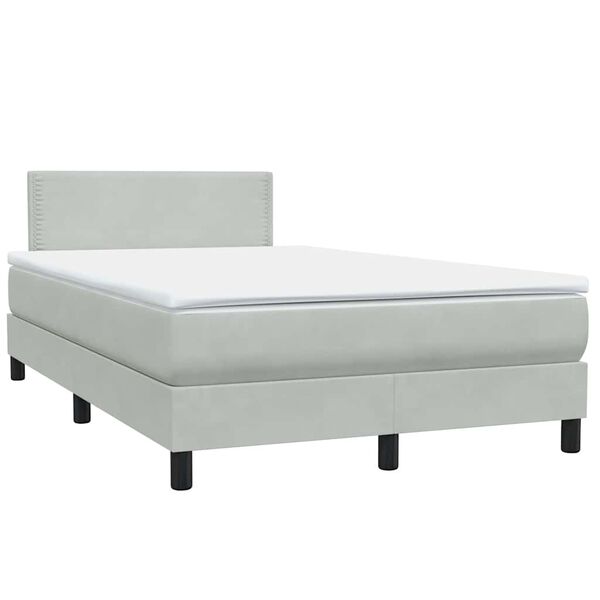 vidaXL Cama box spring con colchón terciopelo gris claro 120x210 cm