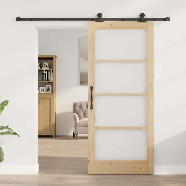 vidaXL Puerta Corredera ORKDAL Natural y negro 86 x 198,5 cm