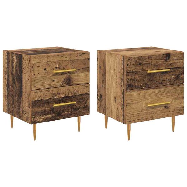 vidaXL Armario de Noche con caj&oacute;n 2 pcs Madera Vieja 40 x 35 x 47,5 cm